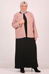 33110 Plus Size Curly Lamb Button Jacket-Powder