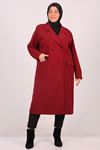 33082 Plus Size Scuba Crepe Lined Blazer Long Jacket-Burgundy
