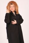 33089 Plus Size Snap Fastener Coat-Black