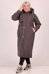 33089 Plus Size Snap Fastener Coat-Anthracite