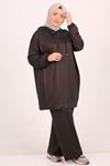 37043 Large Size Crystal Two Thread Basic Tracksuit Set-Anthracite
