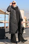 33093 Plus Size Hooded Quilted Jacket-Black