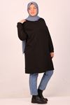 48010 Large Size Embroidered Crystal Two Thread Tunic-Black