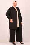 47201 Plus Size Airobin Kimono Suit with Trousers - Black