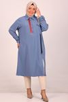 48001 Large Size Colorful Zipper Detailed Tunic - Oil