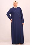 42005 Plus Size Wrap Dress with Button Detail-Navy Blue