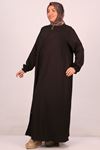 46003 Large Size Medina Silk Mevlana Abaya-Black