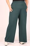 39000 Plus Size High Waist Elastic Wide Leg Combed Cotton Trousers - Emerald