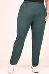 39001 Plus Size High Waist Elastic Combed Cotton Trousers - Emerald