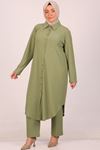 37013 Large Size Buttoned Suit with Wrinkled Trousers-Nefti