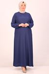 32025 Plus Size Wrinkled Dress - Navy Blue