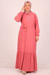 42009 Plus Size Wrap Belted Dress-Dried Rose
