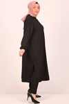 47030 Large Size Magnificent Collar Suit with Wrinkled Trousers - Black