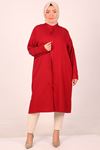 38016 Large Size Belmando Shirt with Hidden Buttons - Claret Red