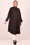 48009 Large Size Collar Woven Fabric Shirt-Black