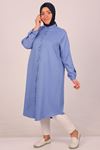 48009 Large Size Collar Woven Fabric Shirt-Blue