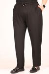 39011 Plus Size Wrinkled Skinny Leg Trousers-Black