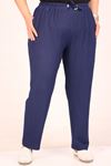 39011 Plus Size Wrinkled Skinny Leg Trousers-Navy Blue