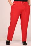 39011 Plus Size Wrinkled Skinny Leg Trousers-Pomegranate flower