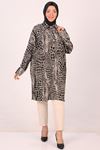 48024 Large Size Patterned Low Sleeve Wrap Shirt-Black and White Patterned