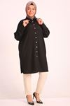 48025 Plus Size Low Sleeve Wrapped Shirt-Black
