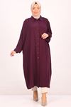48018 Large Size Buttoned Wrapped Shirt-Plum
