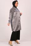 48032 Plus Size Low Sleeve Star Wrap Shirt-Anthracite Leopard