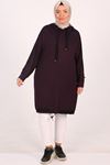 48013 Plus Size Low Sleeve Crystal Two Thread Tunic-Plum