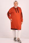 48013 Plus Size Low Sleeve Crystal Two Thread Tunic-Tile