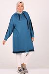 48013 Plus Size Low Sleeve Crystal Two Thread Tunic-Oil