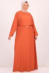 32032 Plus Size Belted Wrap Dress-Tile