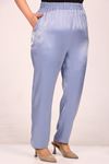 49002 Large Size Elastic Waist Slim Leg Star Trousers - Indigo