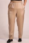 49002 Large Size Elastic Waist Narrow Leg Star Trousers-Mink