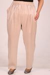 49002 Large Size Elastic Waist Slim Leg Star Trousers-Bürümcük Beige