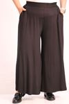 49003 Large Size Combed Cotton Skirt Trousers with Elastic Waist - Black