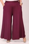 49003 Large Size Combed Cotton Skirt Trousers with Elastic Waist - Plum