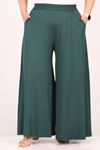 49003 Large Size Combed Cotton Skirt Trousers with Elastic Waist - Emerald