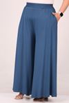 49003 Large Size Combed Cotton Skirt Trousers with Elastic Waist - Oil