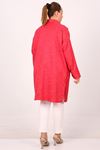 48026 Plus Size Low Sleeve Woven Fabric Shirt-Red