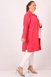 48026 Plus Size Low Sleeve Woven Fabric Shirt-Red marl