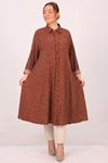 48021 Large Size Patterned Wrapped Mevlana Shirt-Coffee Polka Dot