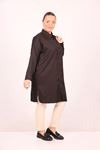 48026 Plus Size Low Sleeve Woven Fabric Shirt-Black
