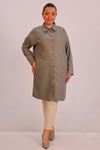 48026 Plus Size Low Sleeve Woven Fabric Shirt-Brown