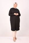 38110 Plus Size Low Sleeve Combed Cotton Tunic-Black