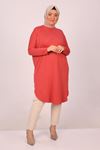38110 Plus Size Low Sleeve Combed Cotton Tunic-Tile