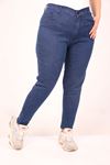 9183-9 Large Size Skinny Leg Long Jeans - Navy Blue