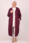 43004 Plus Size Combed Cotton Jacket with Snap Fasteners-Plum