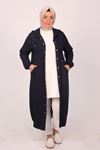 43004 Plus Size Combed Cotton Jacket with Snap Fasteners-Navy Blue