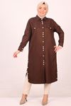 48036 Large Size Stylish Buttoned Woven Fabric Shirt-Brown