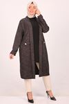 33047 Large Size Woven Fabric Long Jacket - Grayed Black